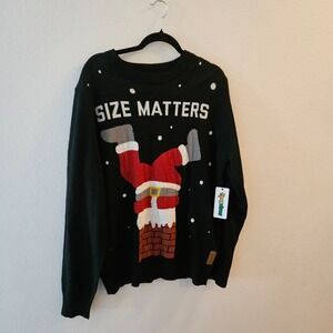 Tipsy Elves Size Matters Christmas Sweater Men XL Ugly Holiday Santa Chimney New
